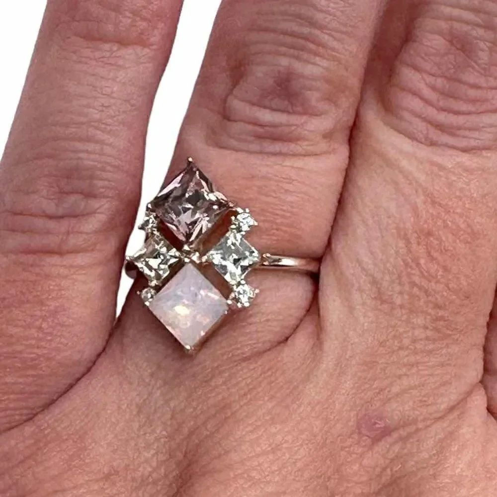 Pink purple rhinestone ring 